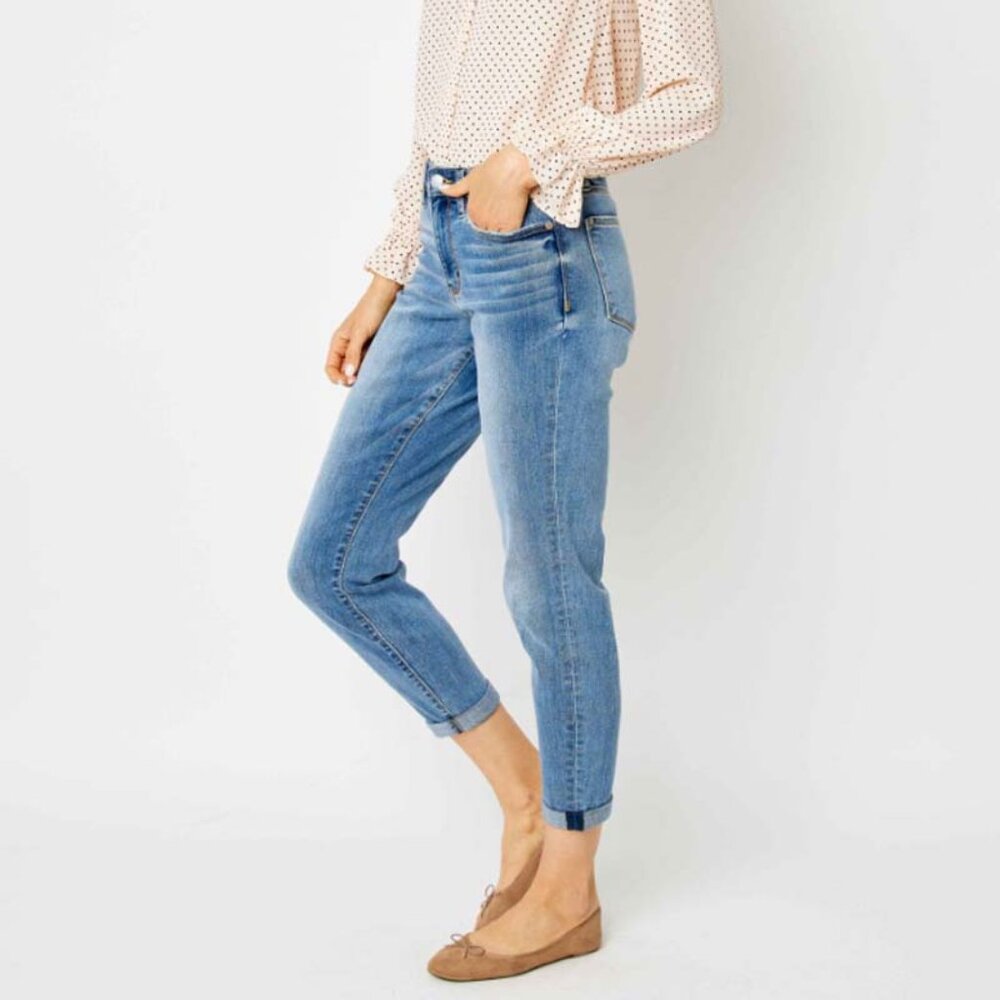 Judy Blue Mid Rise Relaxed Slim Fit Jeans - Picture 2 of 5